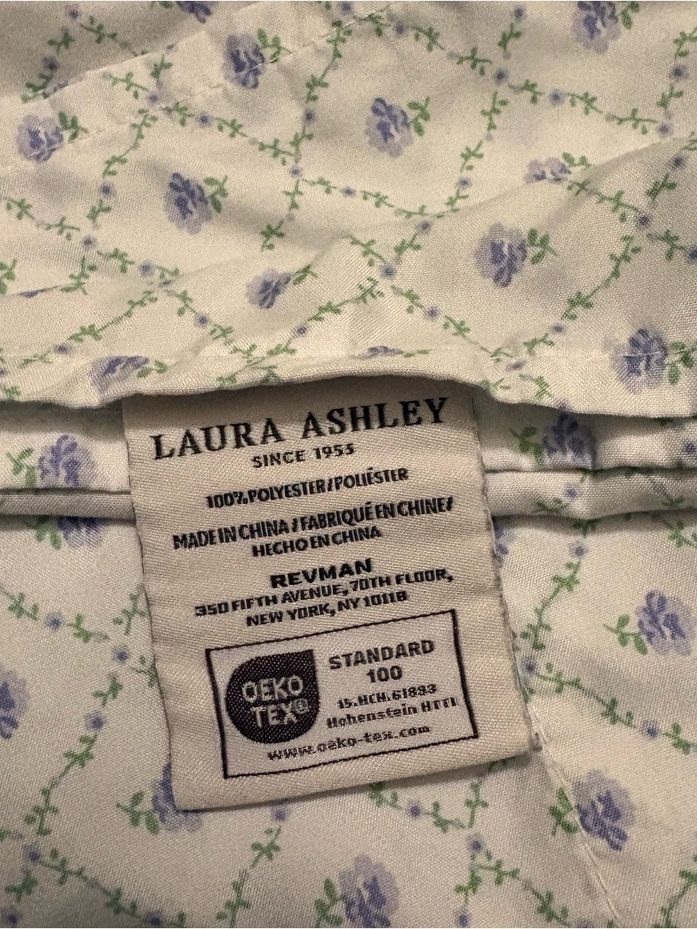Laura Ashley XL Twin Flat Sheet Green Purple Flowers